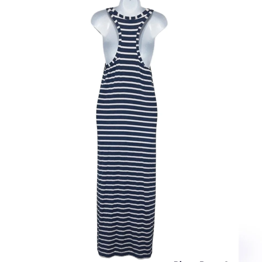 Jcrew women maxi dress stripped bleue casual pull S soft stretchy y2k Vacation